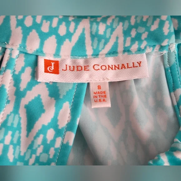NWOT Jude Connally Turquoise/White Sleeveless Patterned Dress Size S - Picture 10 of 11